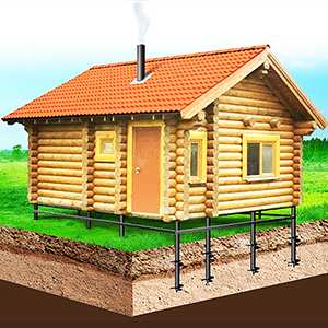 Баня на винтовых сваях