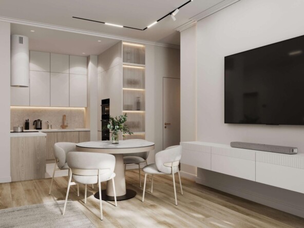 Пастельные тона визуально увеличивают однокомнатный интерьер