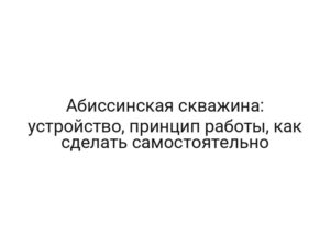 Абиссинская скважина: устройство, принцип работы, как сделать самостоятельно