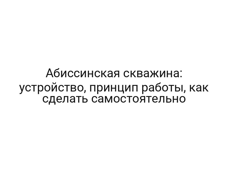 Абиссинская скважина: устройство, принцип работы, как сделать самостоятельно