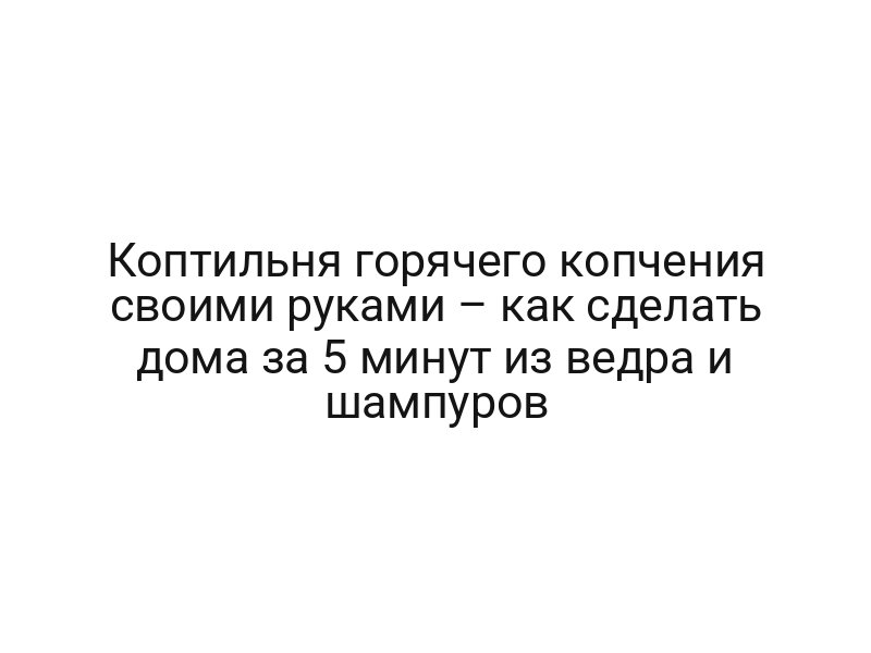 Коптильня горячего копчения своими руками – как сделать дома за 5 минут из ведра и шампуров
